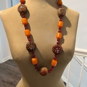 Vintage carved agate snd carnelian necklace